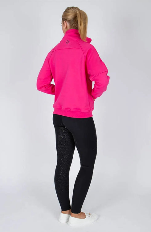 BARE Quarter Zip Teddy Pullover Sweater - Deep Pink