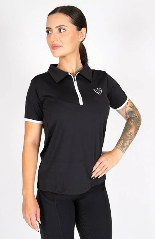 BARE Active Mesh Polo Shirt - Black BARE Equestrian