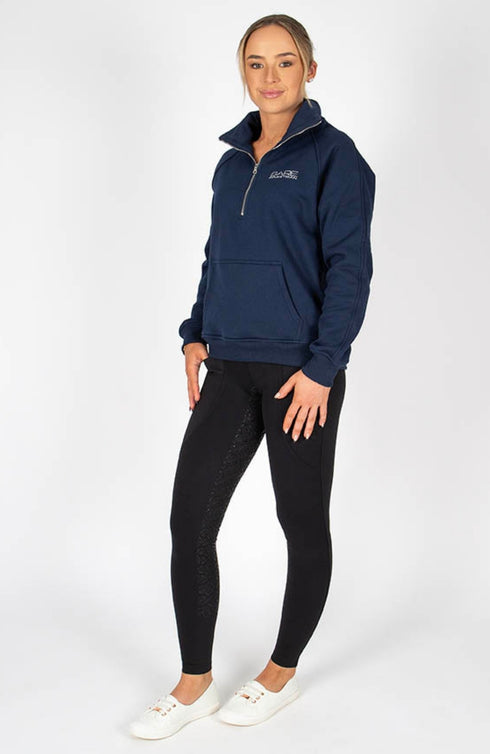 BARE Quarter Zip Teddy Pullover Sweater - Navy