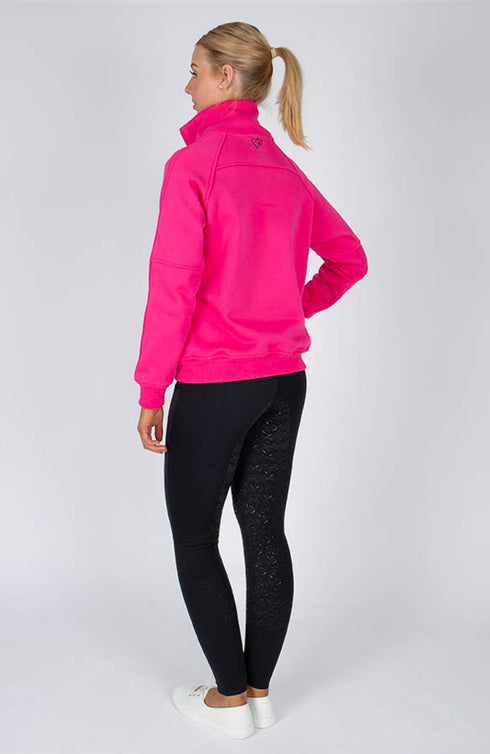 BARE Quarter Zip Teddy Pullover Sweater - Deep Pink