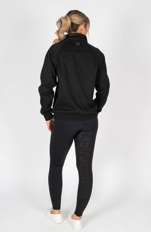 BARE Quarter Zip Teddy Pullover Sweater - Black