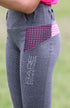 Youth Performance Riding Tights - Grey with Pink Houndstooth