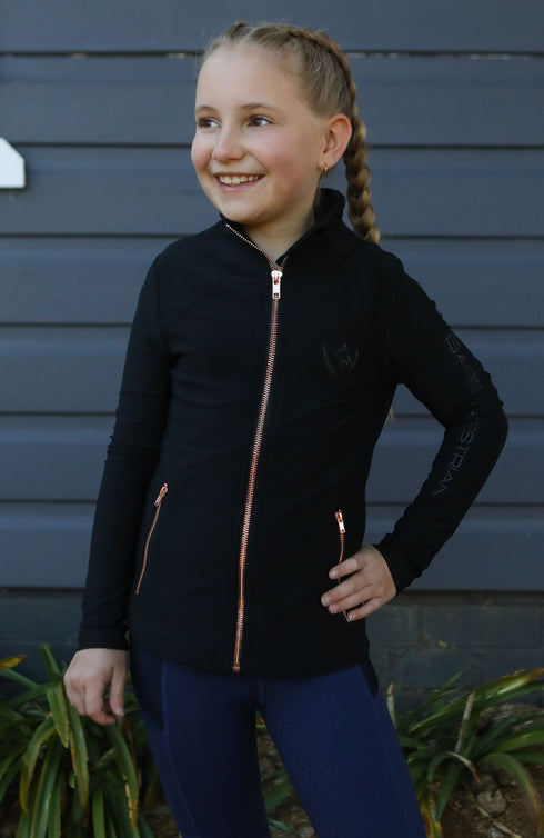 Youth BARE Technical Riding Jacket - Black with Rose Gold