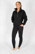 BARE Quarter Zip Teddy Pullover Sweater - Black