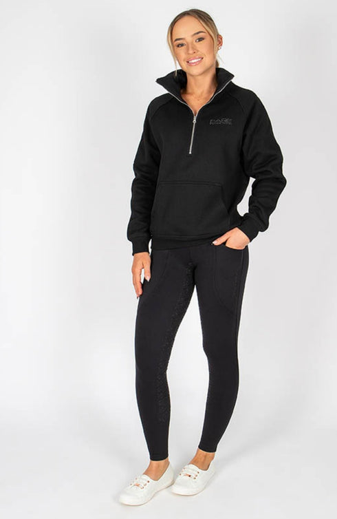 BARE Quarter Zip Teddy Pullover Sweater - Black