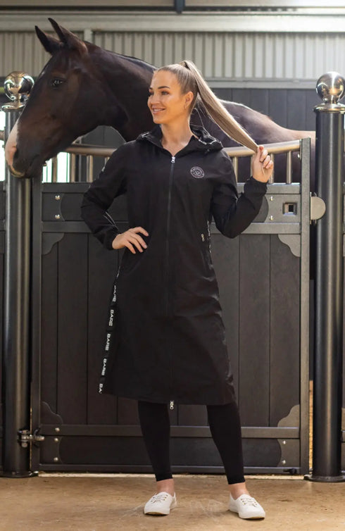 BARE Candace Lightweight Waterproof Long Jacket (Mesh Lined) - Black