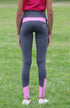 Youth Performance Riding Tights - Grey with Pink Houndstooth