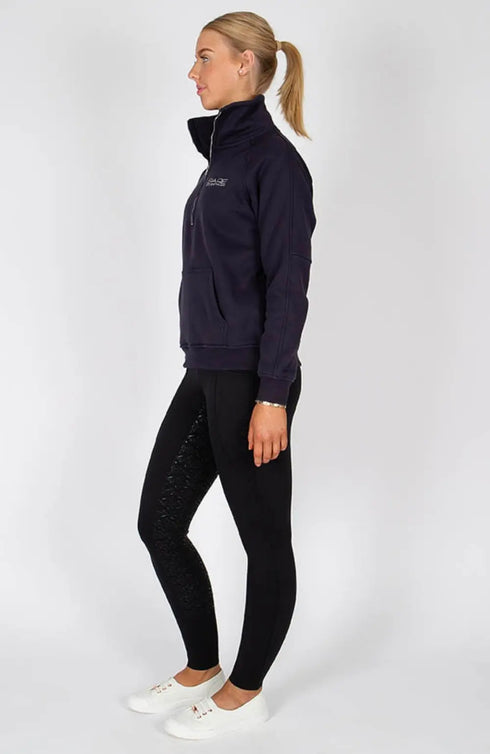 BARE Quarter Zip Teddy Pullover Sweater - Deep Indigo