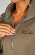 BARE Quarter Zip Teddy Pullover Sweater - Walnut