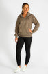 BARE Quarter Zip Teddy Pullover Sweater - Walnut