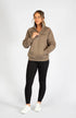 BARE Quarter Zip Teddy Pullover Sweater - Walnut