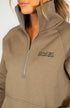 BARE Quarter Zip Teddy Pullover Sweater - Walnut