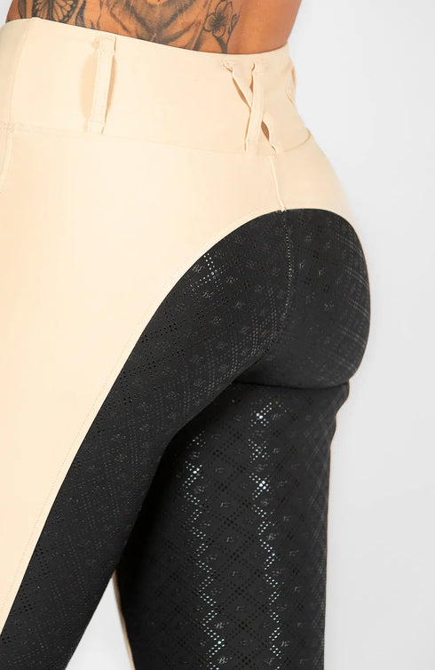 BARE Elite Sculpt Hybrid Breeches - Stone/Black Seat