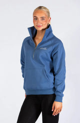 BARE Quarter Zip Teddy Pullover Sweater - Windsor Blue