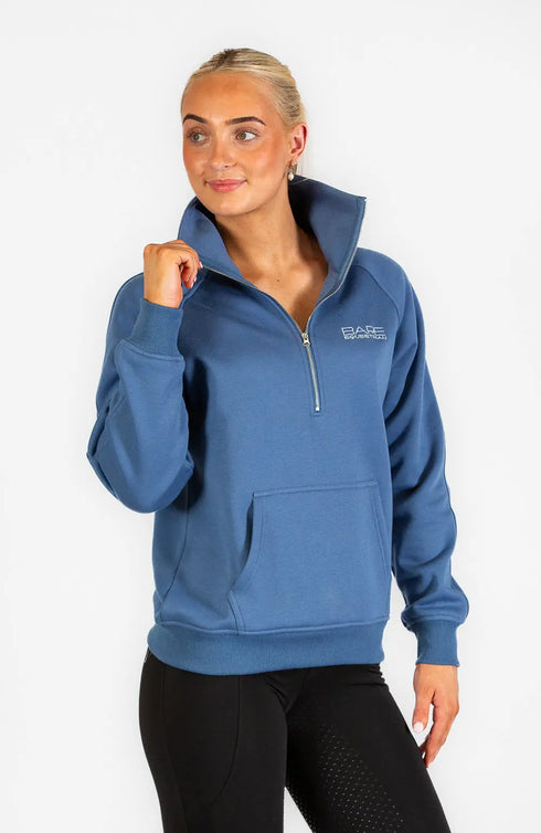 BARE Quarter Zip Teddy Pullover Sweater - Windsor Blue