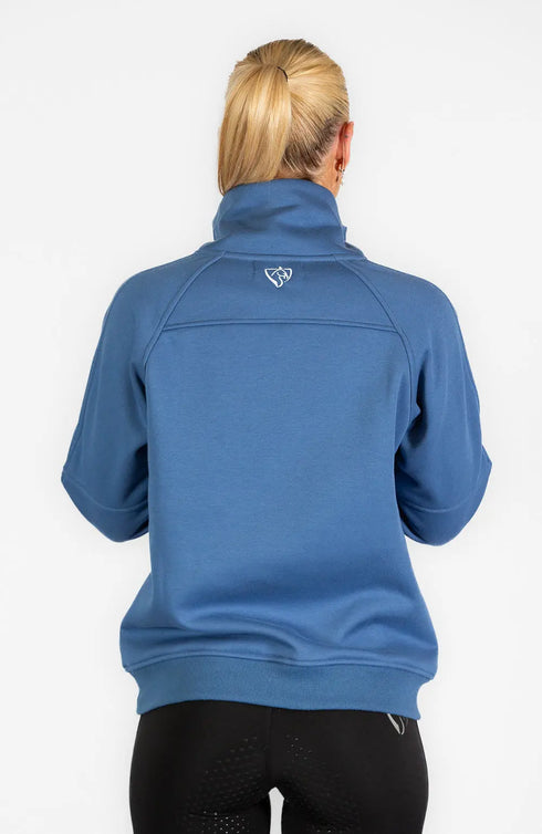 BARE Quarter Zip Teddy Pullover Sweater - Windsor Blue