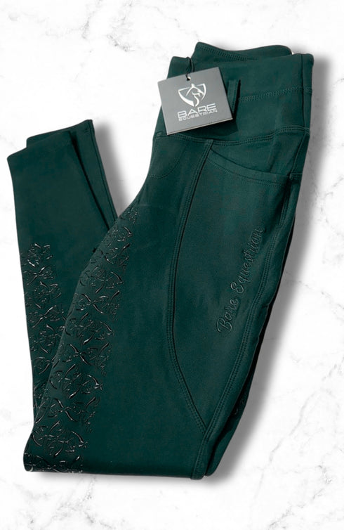 BARE FlexForm Sculpting Riding Tights - Deep Green