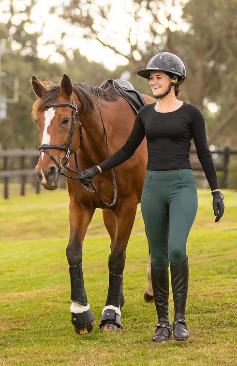 Youth FlexForm Sculpting Riding Tights - Deep Green