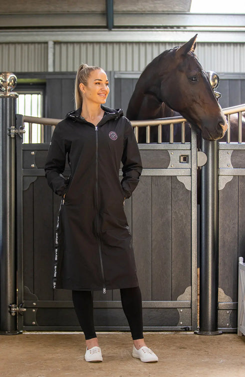 BARE Candace Lightweight Waterproof Long Jacket (Mesh Lined) - Black