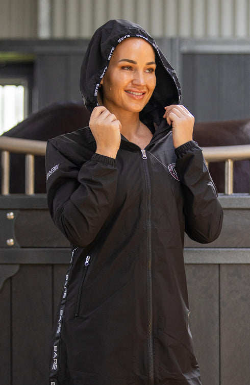 BARE Candace Lightweight Waterproof Long Jacket (Mesh Lined) - Black