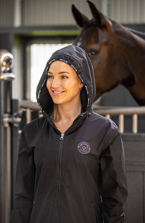 BARE Candace Lightweight Waterproof Long Jacket (Mesh Lined) - Black