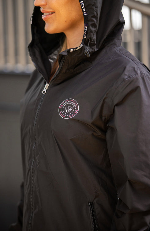 BARE Candace Lightweight Waterproof Long Jacket (Mesh Lined) - Black