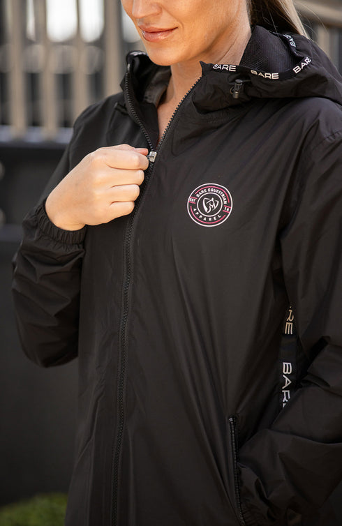 BARE Candace Lightweight Waterproof Long Jacket (Mesh Lined) - Black