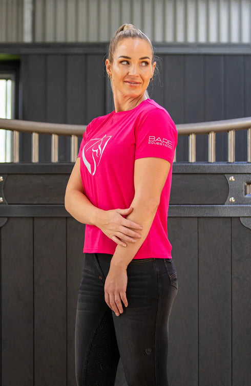 BARE Silver Logo T-Shirt - Dark Pink