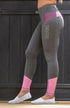 Youth Performance Riding Tights - Grey with Pink Houndstooth