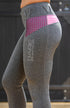 Youth Performance Riding Tights - Grey with Pink Houndstooth