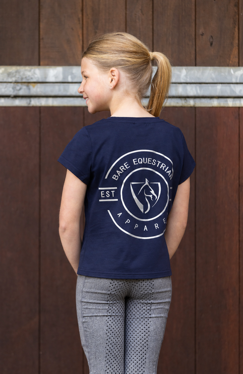 Youth BARE Emblem T-Shirt - Navy and Silver