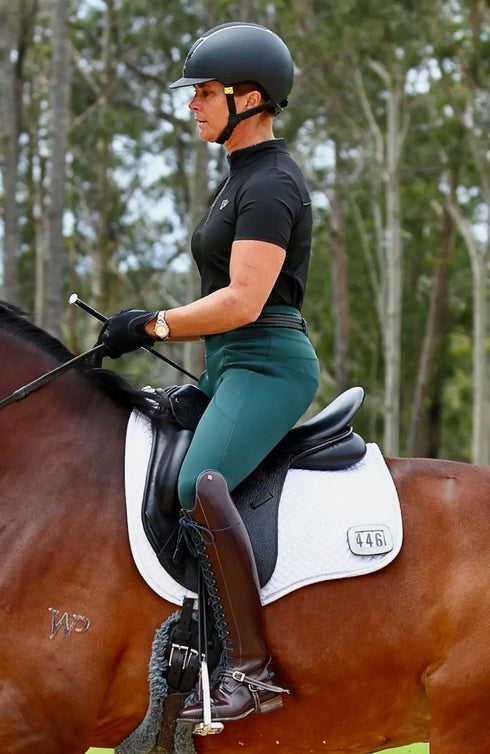 BARE FlexForm Sculpting Riding Tights - Deep Green