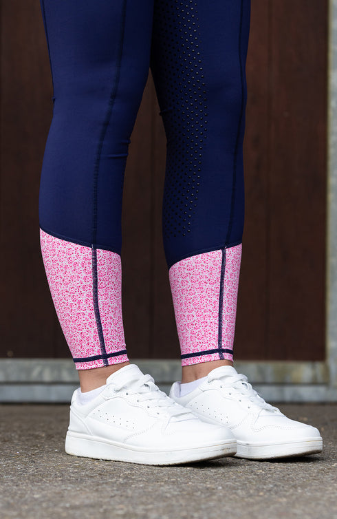BARE Performance Riding Tights - Navy Mosaic Bloom