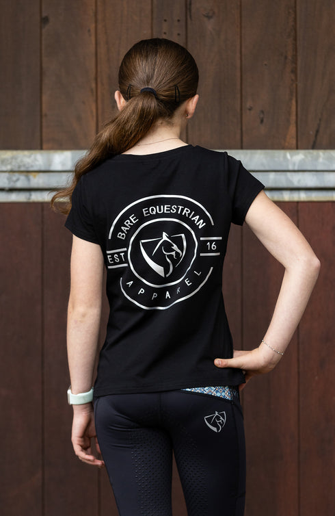 Youth BARE Emblem T-Shirt - Black and Silver