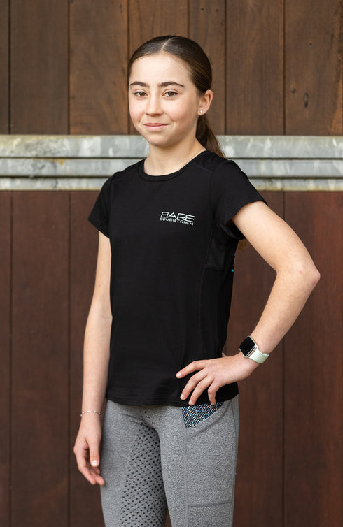 Youth BARE Emblem T-Shirt - Black and Teal