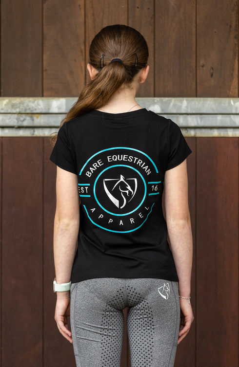 Youth BARE Emblem T-Shirt - Black and Teal