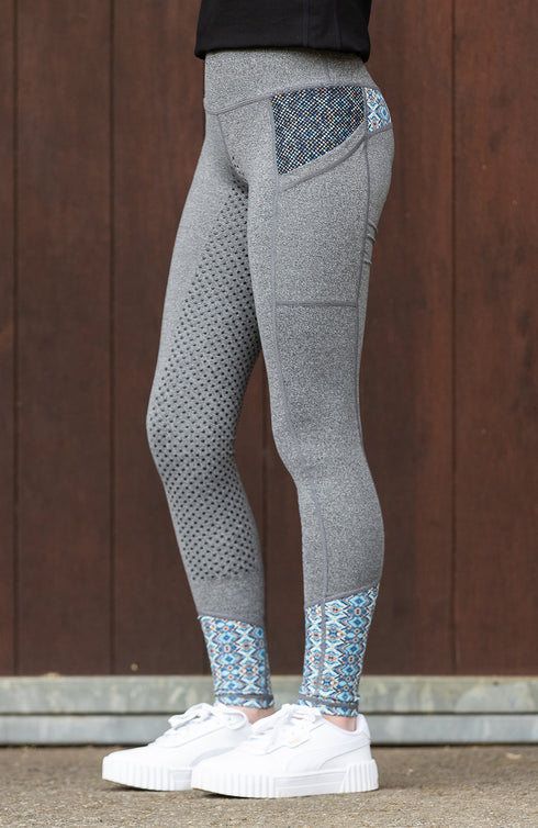 Youth Performance Riding Tights - Grey Phoenix