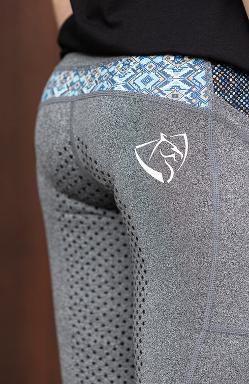 Youth Performance Riding Tights - Grey Phoenix