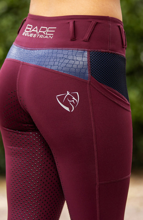 BARE Performance Riding Tights - Ruby Croc