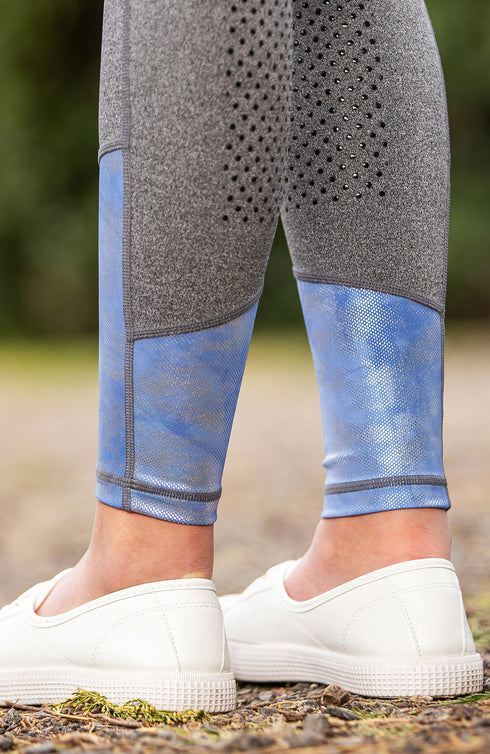BARE Performance Riding Tights - Grey Periwinkle Splash