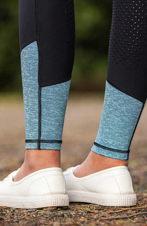 Youth Performance Riding Tights - Neon Blue