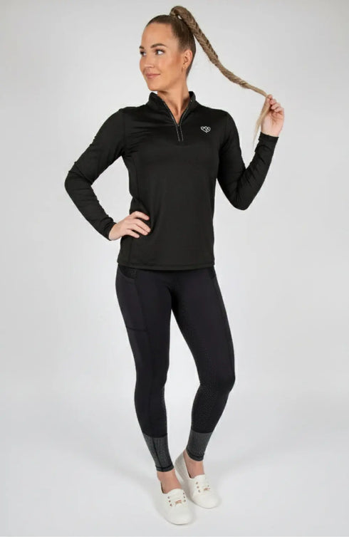 BARE Ascot Sunsafe Long Sleeve Riding Shirt - Black