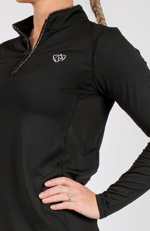 BARE Ascot Sunsafe Long Sleeve Riding Shirt - Black