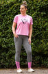 Youth Performance Riding Tights - Grey Neon Pink