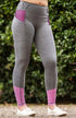Youth Performance Riding Tights - Grey Neon Pink
