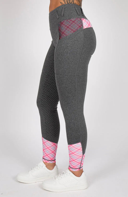 Youth Performance Riding Tights - Grey Roseberry