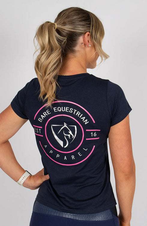 BARE Emblem T-Shirt - Navy, Hot Pink and Silver