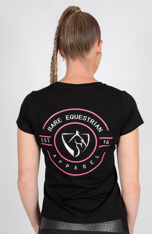 BARE Emblem T-Shirt - Black and Hot Pink