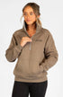 BARE Quarter Zip Teddy Pullover Sweater - Walnut