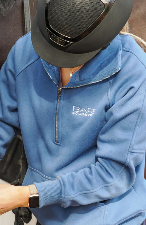 BARE Quarter Zip Teddy Pullover Sweater - Windsor Blue